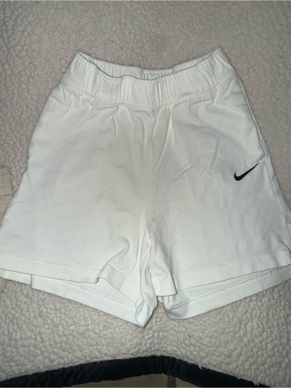 Nike Women’s White Athletic Shorts with Black Swoosh